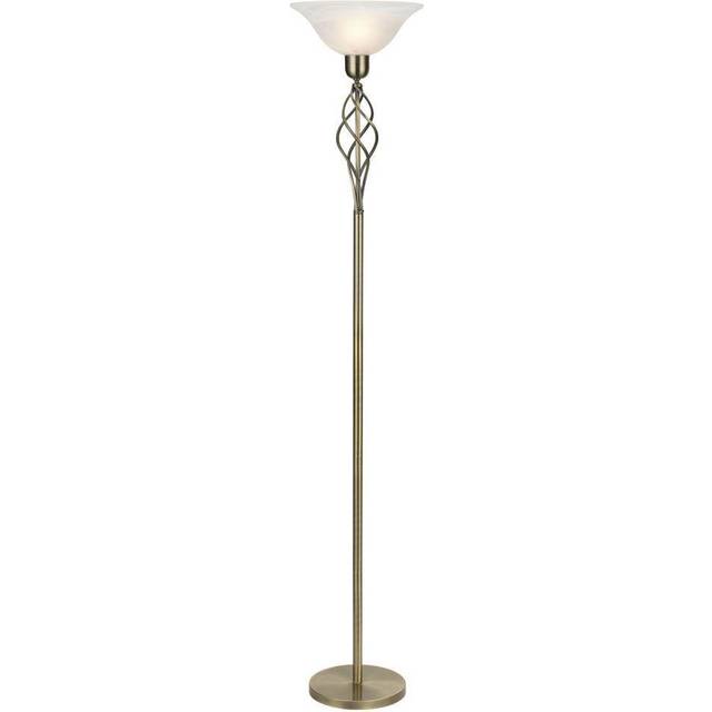 Classic Knot Twist Floor Lamp Uplighter in Antique Brass, Gold