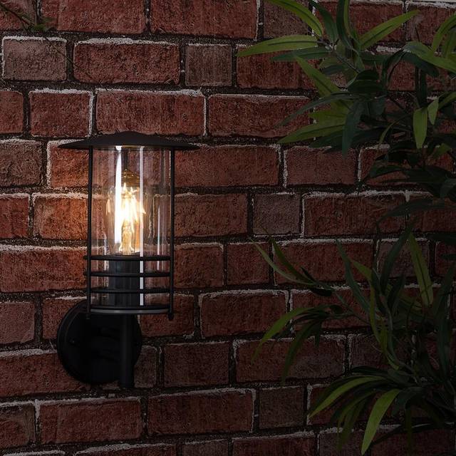 Dorset IP44 Rated Black Fisherman's Lantern Cage Outdoor Garden Wired Wall Light