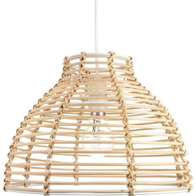 Traditional Basket Style Vintage Rattan Wicker Ceiling Pendant Light Shade - Brown - One Size
