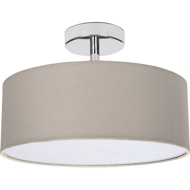 Contemporary Grey Linen Fabric Semi Flush Ceiling Light Fixture with Diffuser - One Size