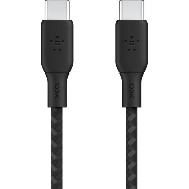 Belkin Nylonflätad Snabbladdningskabel USB-C till C, 100W 2m Svart