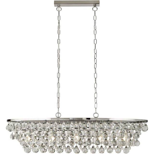 Searchlight 96355CC Michelle 5 Light Chrome Oval Pendant Rain Drop Gla