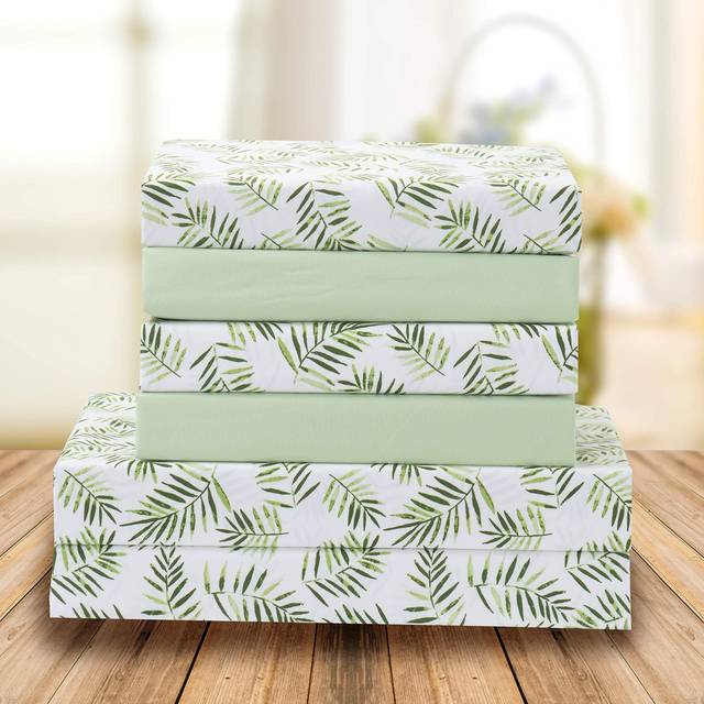 Elegant Comfort Ultra-Soft Double Brushed 6-Piece Microfiber Sheet Set Beautiful Tropical Patterns, and Vibrant Solid Colors, Luxury, All-Season Bed S