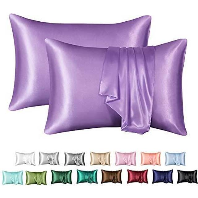 MR&HM Satin Pillowcase for Hair and Skin, Silk Satin Pillowcase 2 Pack, Queen Size Pillow cases Set of 2, Silky Pillow cover with Envelope closure (2