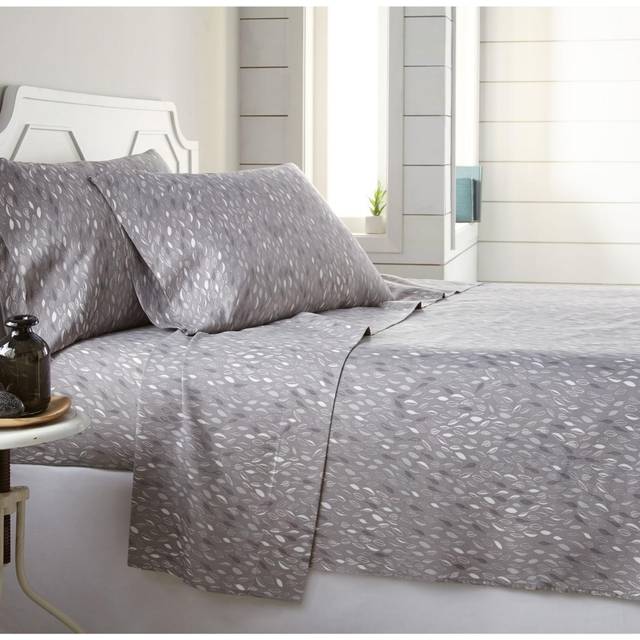 Southshore Fine Living  Inc. Botanical Leaves Collection  4-Piece  14-Inch Deep Pocket Sheet Set  Easy Care  Shrinkage Free Sheet Set with 1 Flat Shee