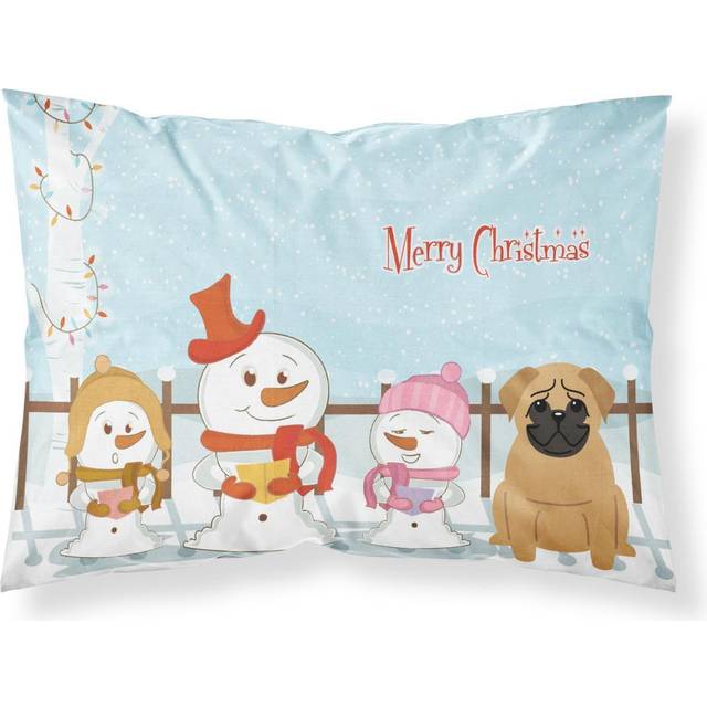 """""Caroline's Treasures Merry Christmas Carolers Pug Brown Fabric Standard Pillowcase BB2338PILLOWCASE  Multicolor"""""