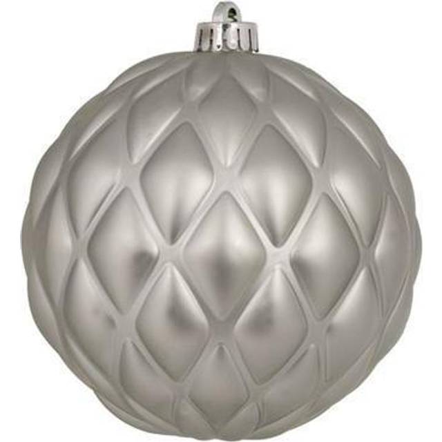 Vickerman N173425D 6 in. Matte Round Pine Cone Ornament, Limestone - 4 Per Bag