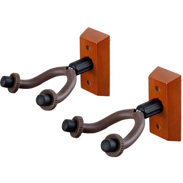 Stage Right by Monoprice Wood Wall Mount Hook Guitar Hanger 2-pack for Electric, Acoustic, or Bass Guitars