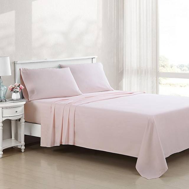Laura Ashley- King Sheet Set  Luxury Sateen Cotton Bedding  800 Thread Count  Soft & Smooth Home Decor (Solid Pink  King)