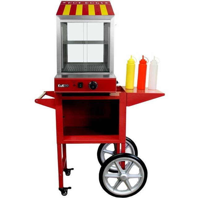 Monster Shop KUKoo Commercial Hot Dog Steamer & Cart, Red