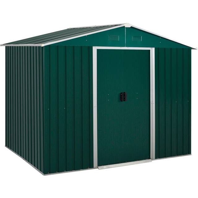 Outsunny 8 x 6ft Garden Storage Shed w/ Double Sliding Doors - Green, Green