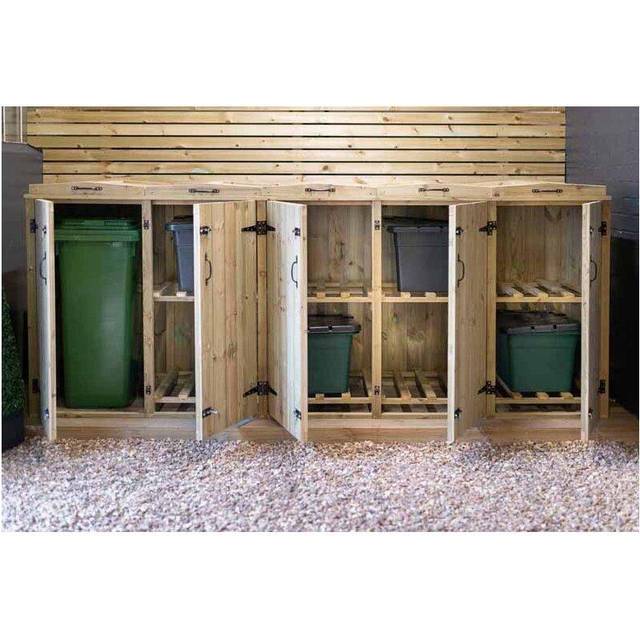 Chatburn 1 Wheelie Bin/8 Recycle Box Store - L80.4 x W308.5 x H120 cm - Fits 1x 180L or 1x 240L Wheelie Bins & 8x Recycle Boxes