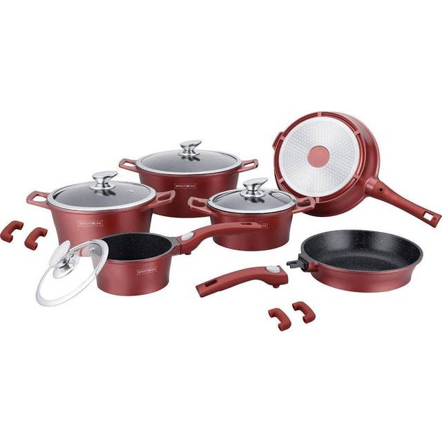 Cookware Premium Diamond Collection - Die Cast Alu - 14Pcs - BURGUNDY - Royalty Line