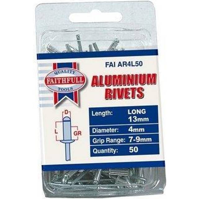 Faithfull Aluminium Pop Rivets 4mm 12mm Pack of 50