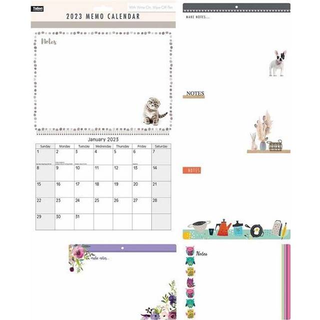 2023 Dry Wipe Memo Calendar With Pen Various Designs/Kitchen Utensils