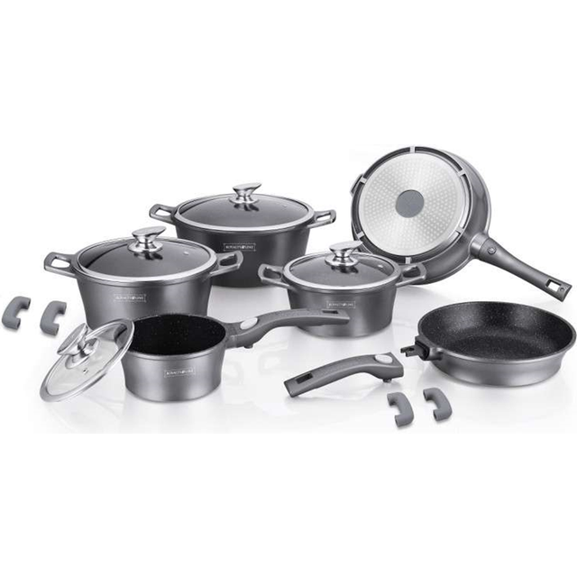 Cookware Premium Diamond Collection - Die Cast Alu - 14Pcs - SILVER - Royalty Line