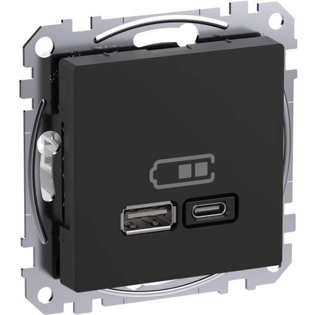 Schneider Exxact USB A+C Laddstation 45W Antracit