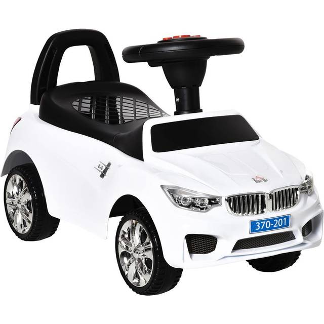 HOMCOM Ride On Sliding Car with Horn, Music, Working Lights & Storage - White, White