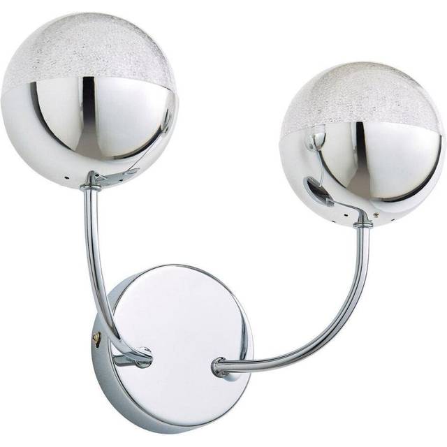 Spa Rhodes LED 2-Light Wall Light 10W Cool White Crackle Effect and Chrome