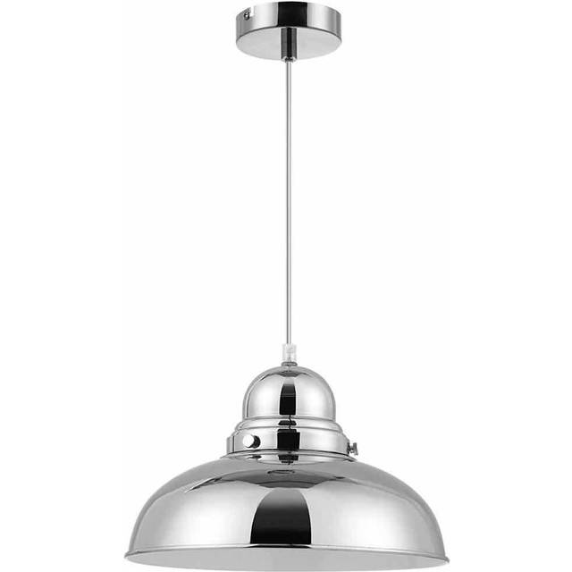 Interiors by Premier Jasper Bowl Shaped Pendant Light with Mettalic Finish - Silver - One Size