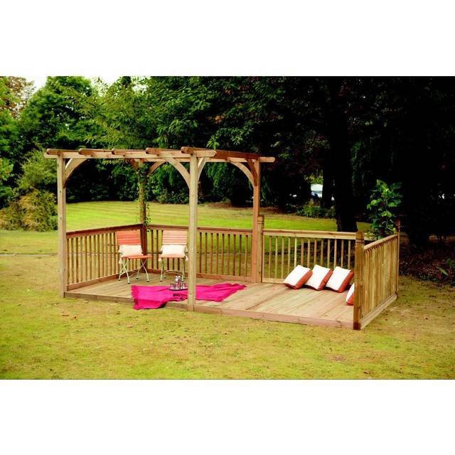 Forest Garden 2.4 x 4.9m Ultima Pergola and Patio Decking Kit, Brown