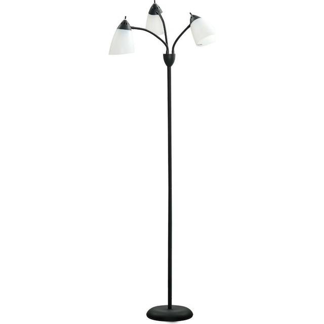 HOMCOM Tree Floor Lamp With 3 Adjustable Light Industrial Standing Lamp Black, Black