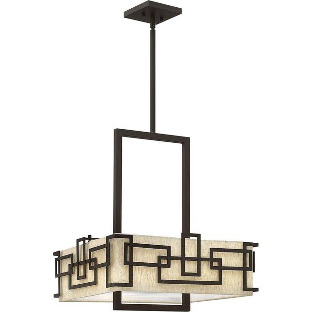 Elstead - Hinkley Lanza Pendant Light Patterned Shade 3x E27 Oil Rubbed Bronze