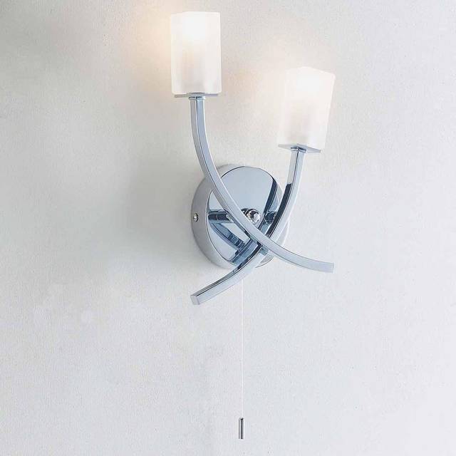 Alexia 2-Light Dimmable Wallchiere - Chrome (29cm H X 13.6cm W X 6.5cm D)