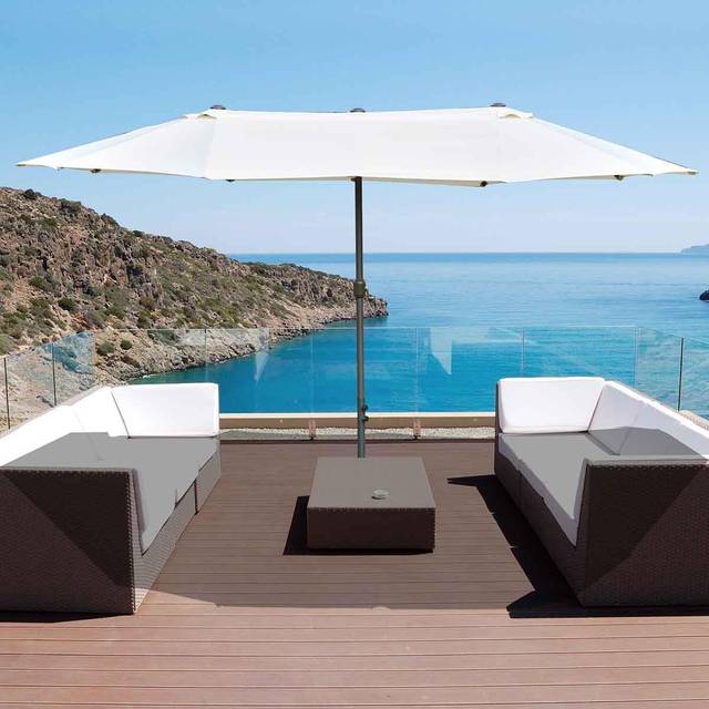 Outsunny 4.6m Double Canopy Parasol (base not included) - Cream White, Cream