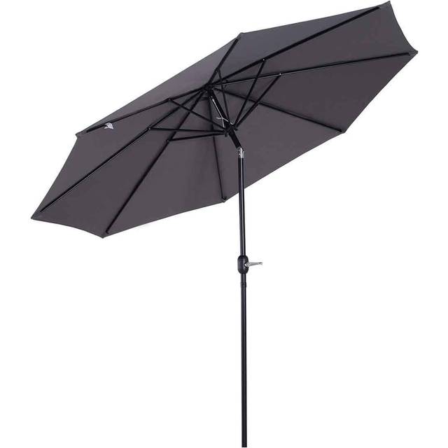 Outsunny Patio Umbrella Outdoor Sunshade Canopy With Tilt And Crank Dark Grey, Grey