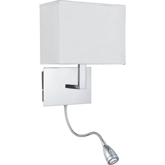 Searchlight Hotel Wall Light With Reader In Polished Chrome With White
