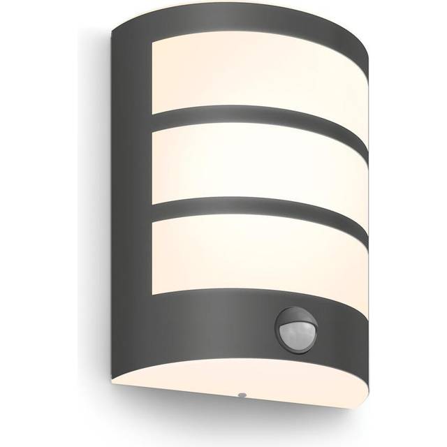 LED Python Outdoor 6W Wall Light with Motion Sensor [Warm White - Anthracite Grey] Water Resistant IP44, for Garden, Patio and Terrace Lighting.