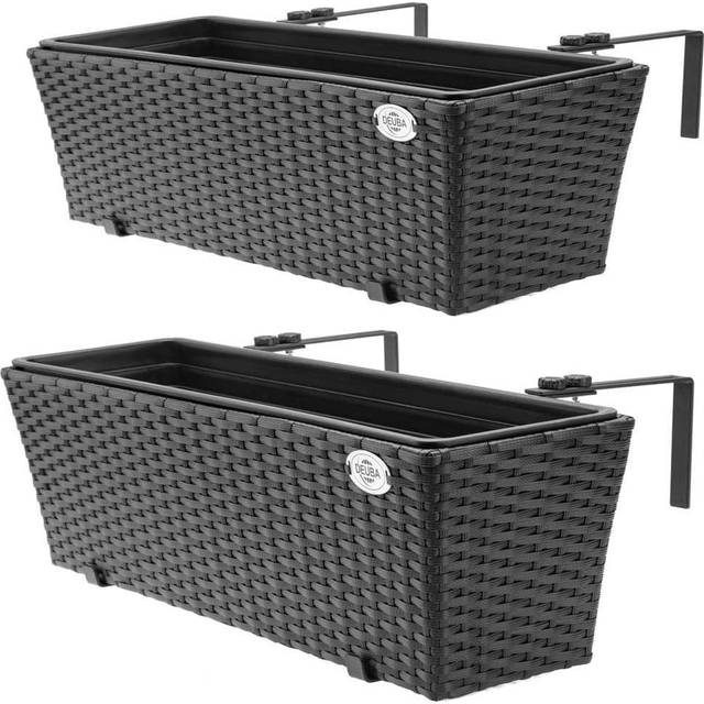 Window Box 2 Pcs Set 60x20x19cm Black