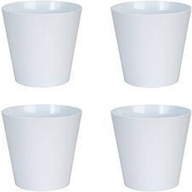 Wham Studio Ice White Round Plastic Planter 21cm 4 Pack