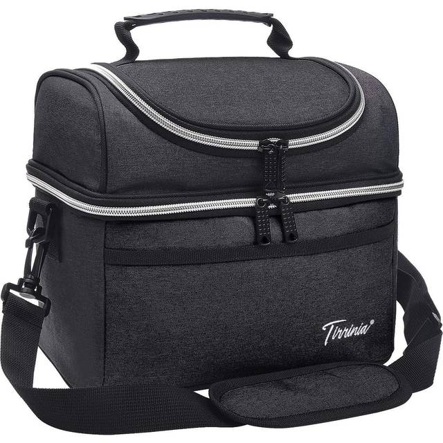 "Tirrinia Insulated Lunch Bag, Leakproof Thermal Bento Lunch Box Tote for Women, Men, Adults Work Office Cooler Bag, 10.2"" x 7.5"" x 9"", Black"