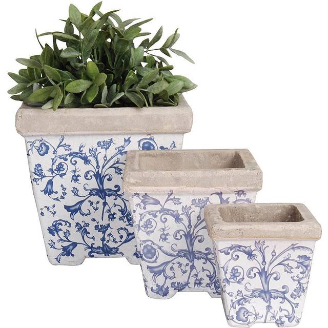 Aged Ceramic Flower Pot (20cm H X 20cm W X 20cm D)