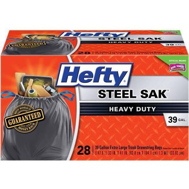 Hefty Steel Sak 39 gal Trash Bags Drawstring 28 pk