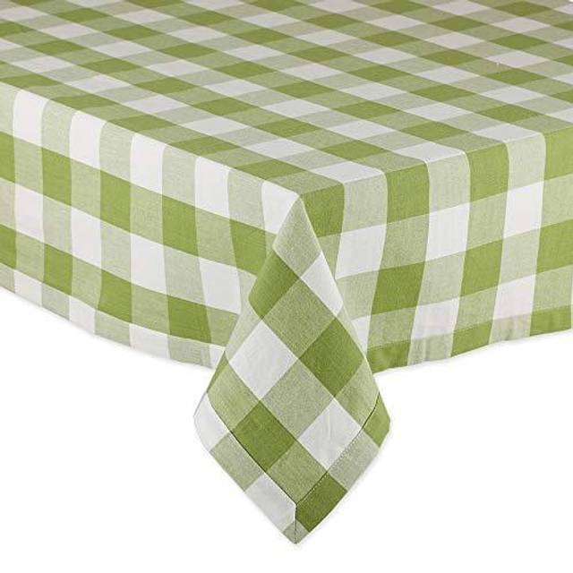 DII Buffalo Check Collection  Classic Farmhouse Tablecloth  Tablecloth  52x52  Antique Green
