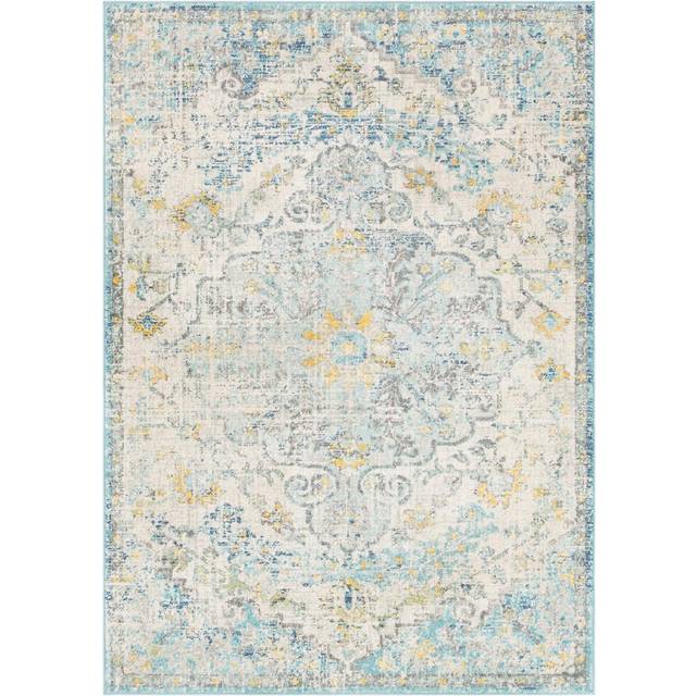 LOU Square Vintage Traditional Oriental Boho Area Rug - Ivory - 120cm x 170cm