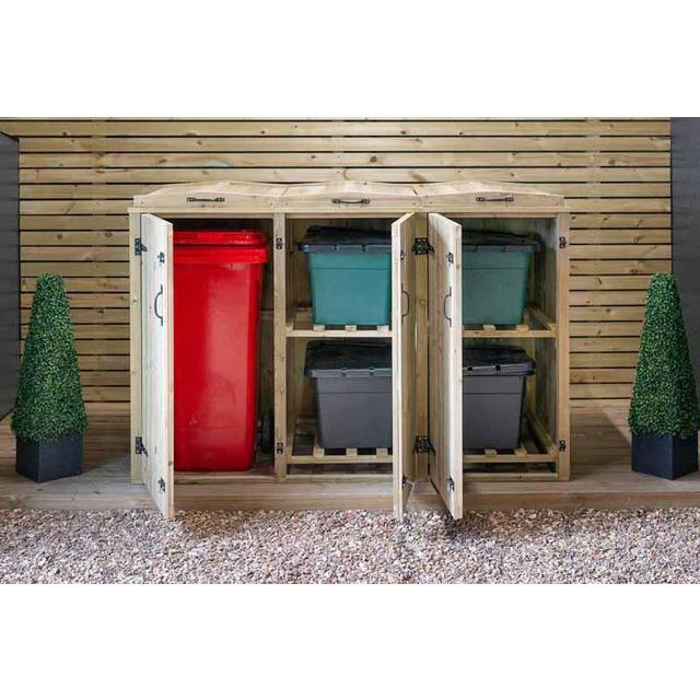 Chatburn 1 Wheelie Bin/4 Recycle Box Store - L80.4 x W192 x H120 cm - Fits 1 x 180L or 1 x 240L Wheelie Bins & 4 x Recycle Boxes
