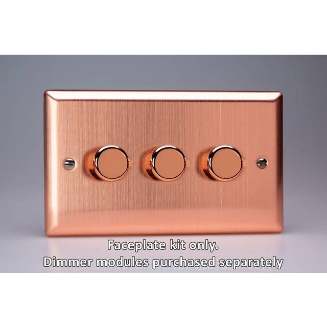 Varilight Wyd3.bc Urban Brushed Copper 3 Gang Dimmer Plate Only + Dimmer Knobs