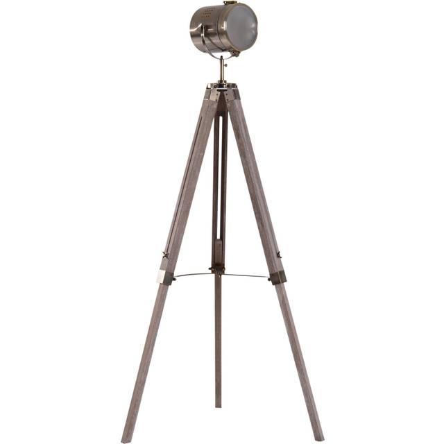 Homcom Vintage Tripod Floor Lamp Retro Industrial Photography Light Spotlight Antique Searchlight Wooden Base