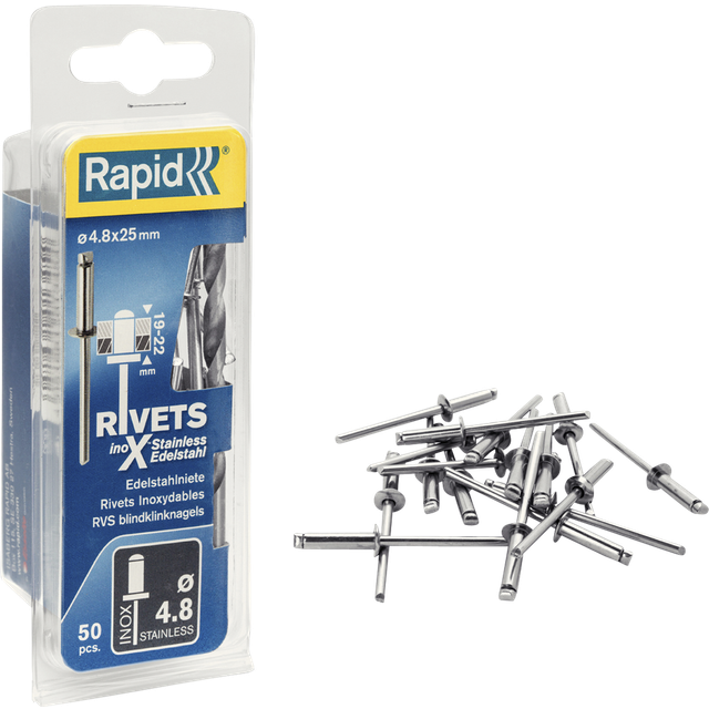 Rapid 5000398 Stainless Steel Rivets 4.8 x 25mm Blister of 50