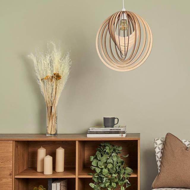 Valuelights - Lenko Modern Droplet Shaped Wooden Spiral Design Self Assembly Ceiling Pendant Light Shade