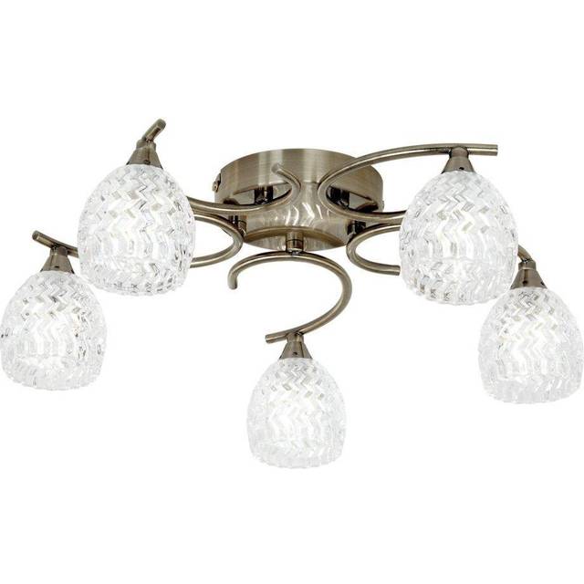 Ensora Lighting Alize 5 Light Semi Flush Ceiling Light Antique Brass, Gold