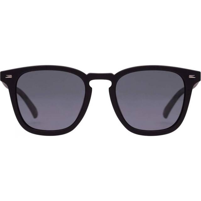Le Specs NO BIGGIE – solglasögon för kvinnor och män, rund ramform med UV-skydd, Rök mono polariserad/svart gummi, one size