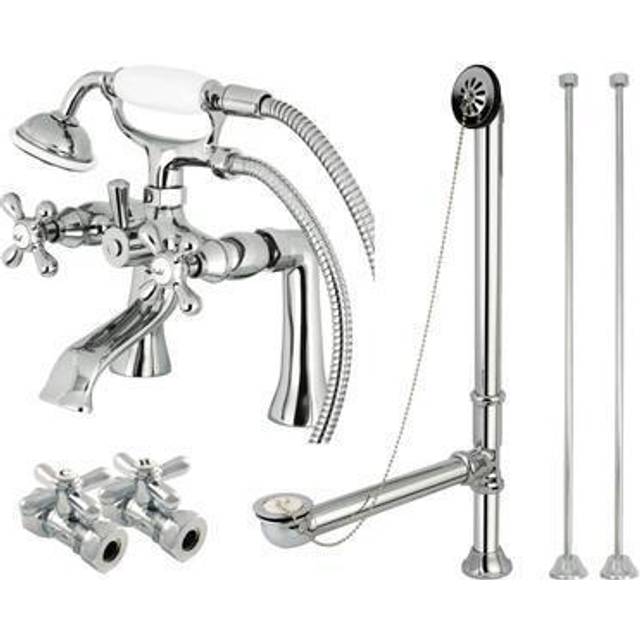 Kingston Brass CCK268C Vintage Deck Mount Clawfoot Tub Faucet Package in Polished Chrome