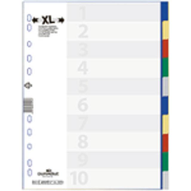 Index A4+ 10 Part File - Includes Coloured Tabs & Cover Sheet for Easy Organisation - Universal Hole Punching - Pack of 20