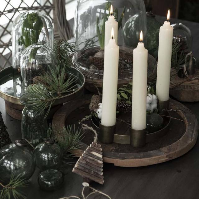 Ib Laursen Adventsstage t/ kronelys antik messingfinish LED-lys