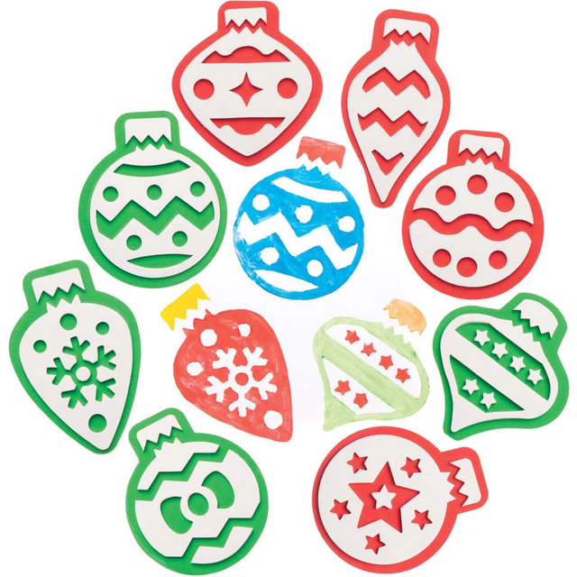 FC103 Christmas Bauble Foam Stampers - Pack of 10, Painting Supplies, Stamp Set for Children, Ideal for Kids Arts and Crafts Projects